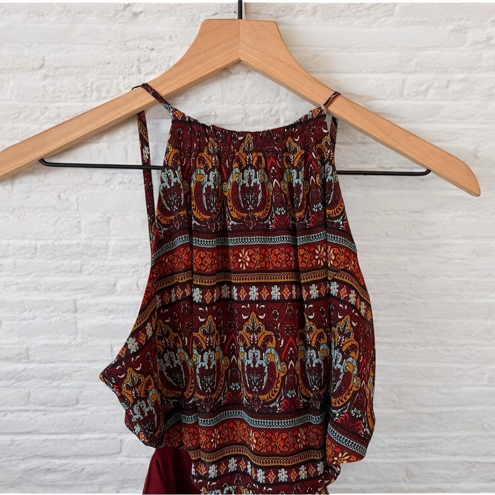 Gianni Bini Boho Paisley Waist Cutout Halter Maxi Dress Size S - Picture 3 of 13